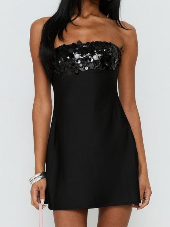 Kaylanie Strapless Sequin Mini Dress