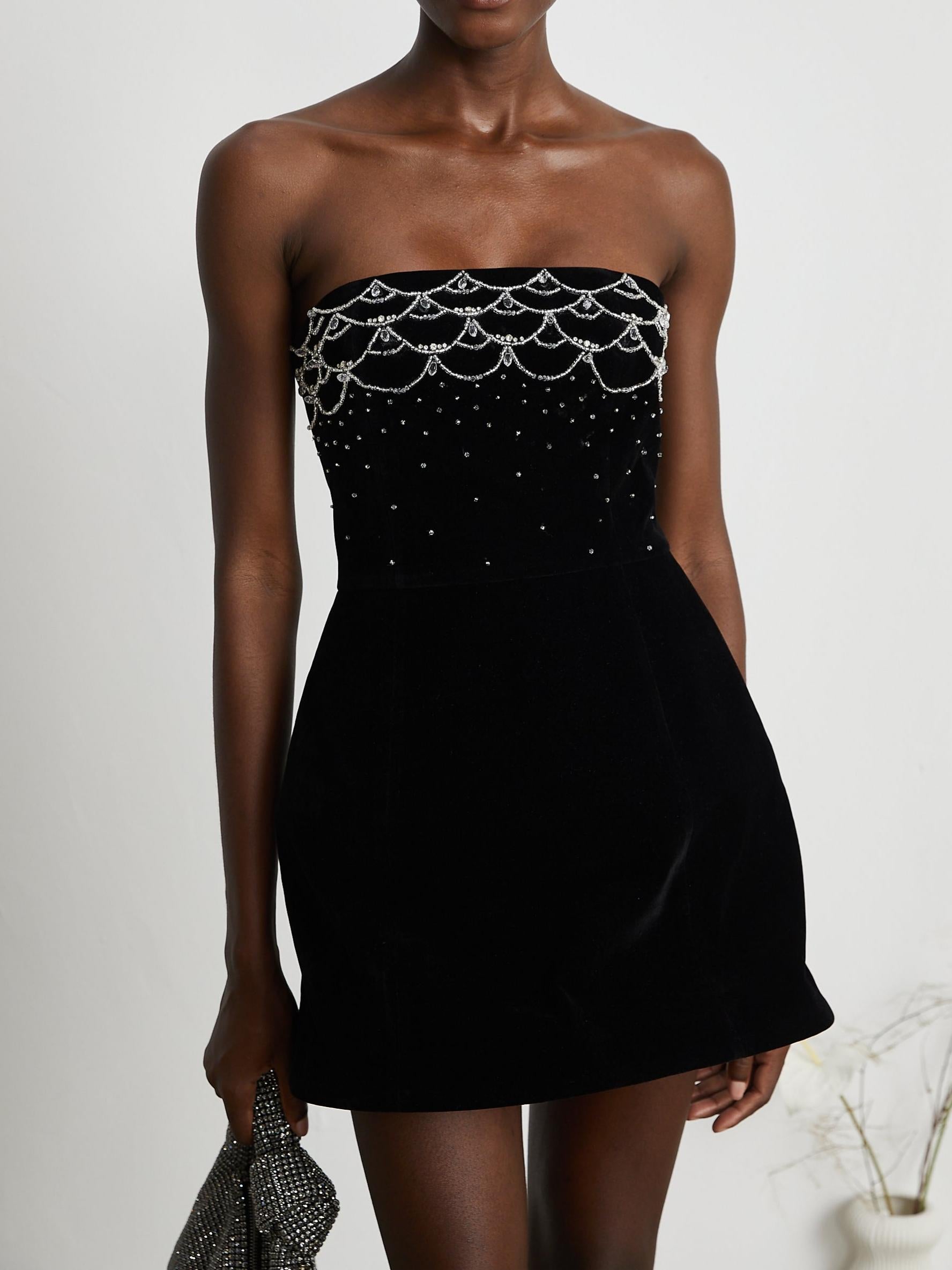 Sandrine Crystal-Embellished Velvet Mini Dress