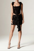 Trish Corset Strap Sequin Top (Black)