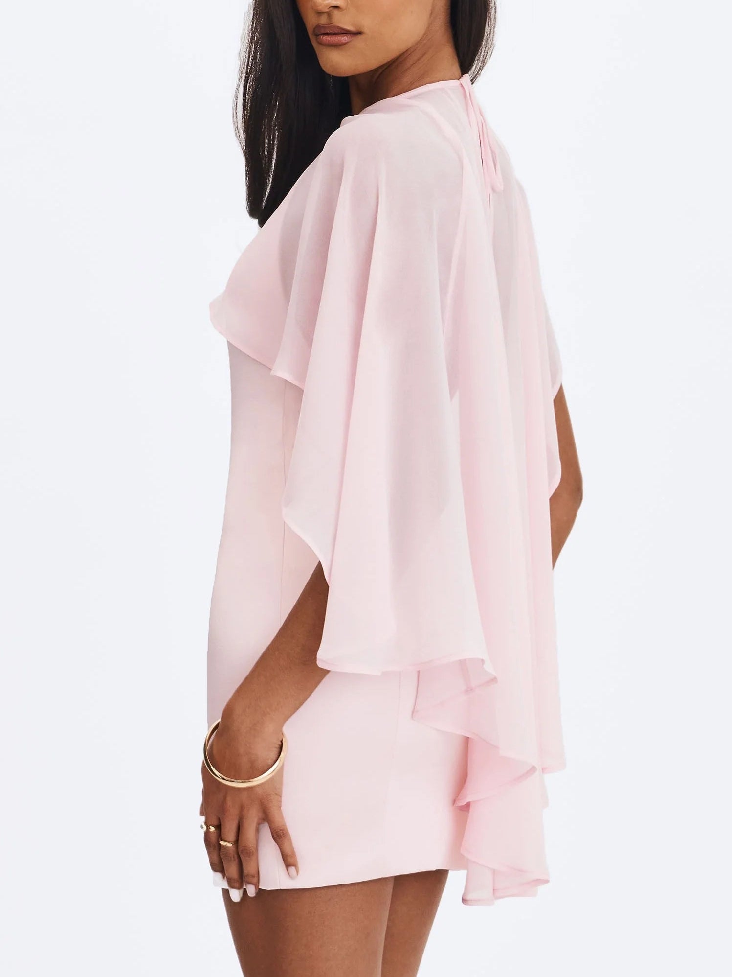 Asymmetrical Cape Mini Dress