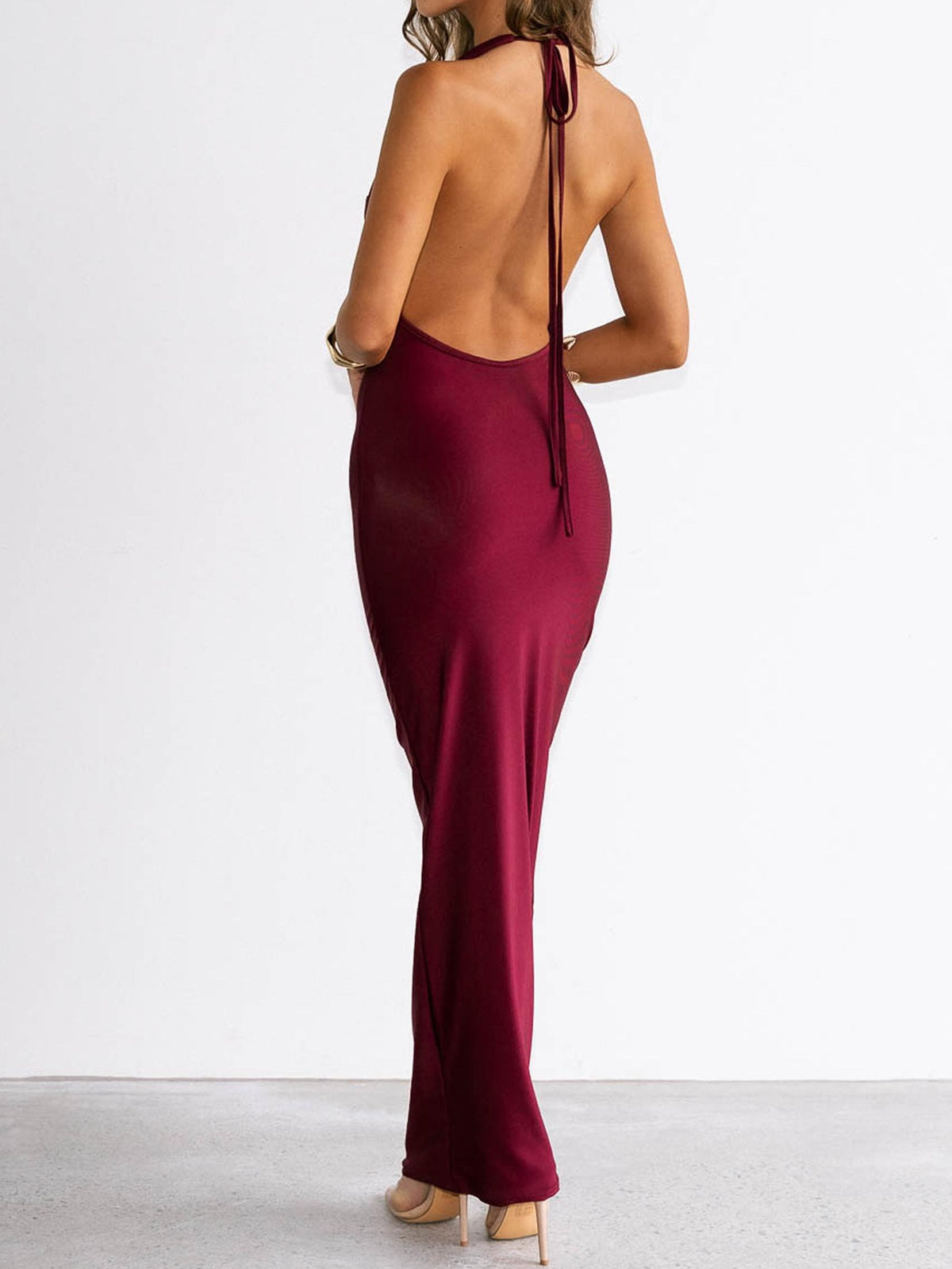 Amoura Cowl Maxi Dress In Burgundy
