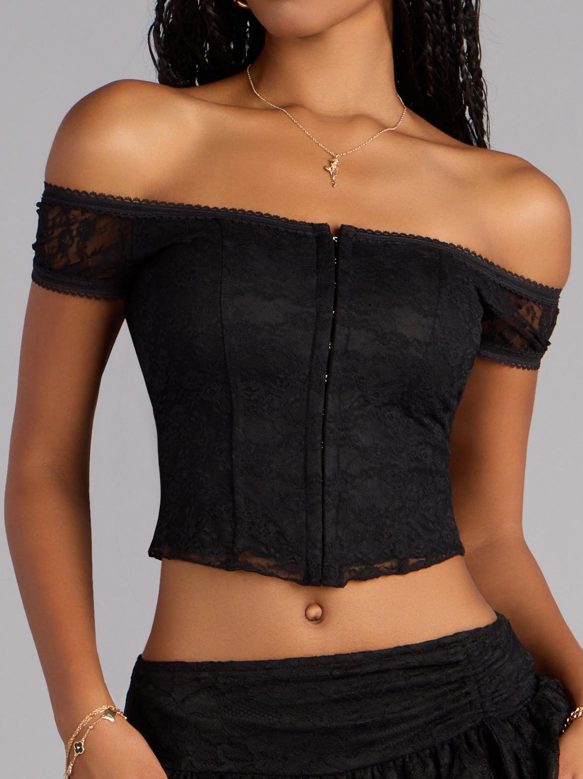 Quiet Allure Off Shoulder Lace Corset Top