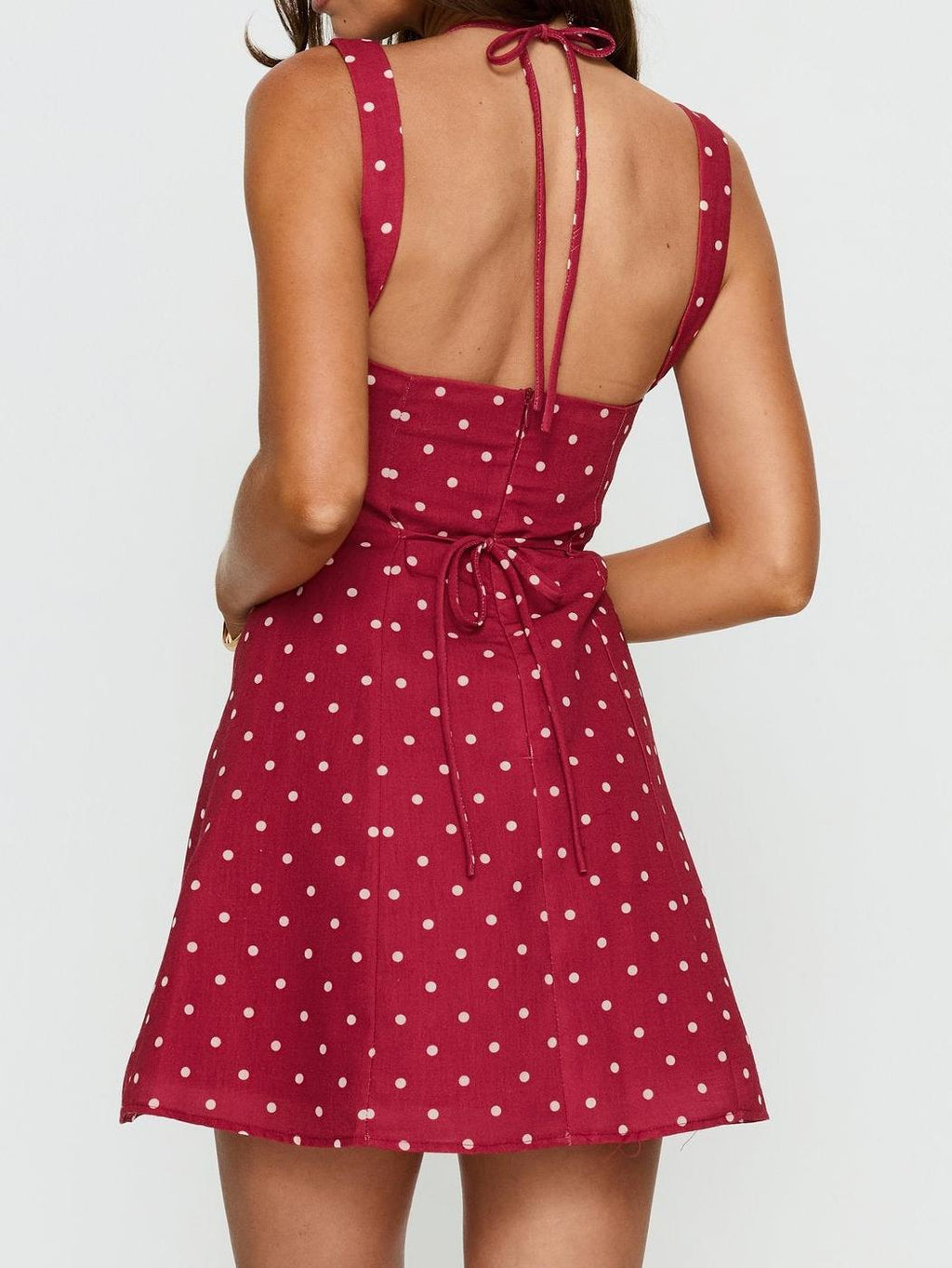 Kourtnae Halter Mini Dress Red Polka Dot