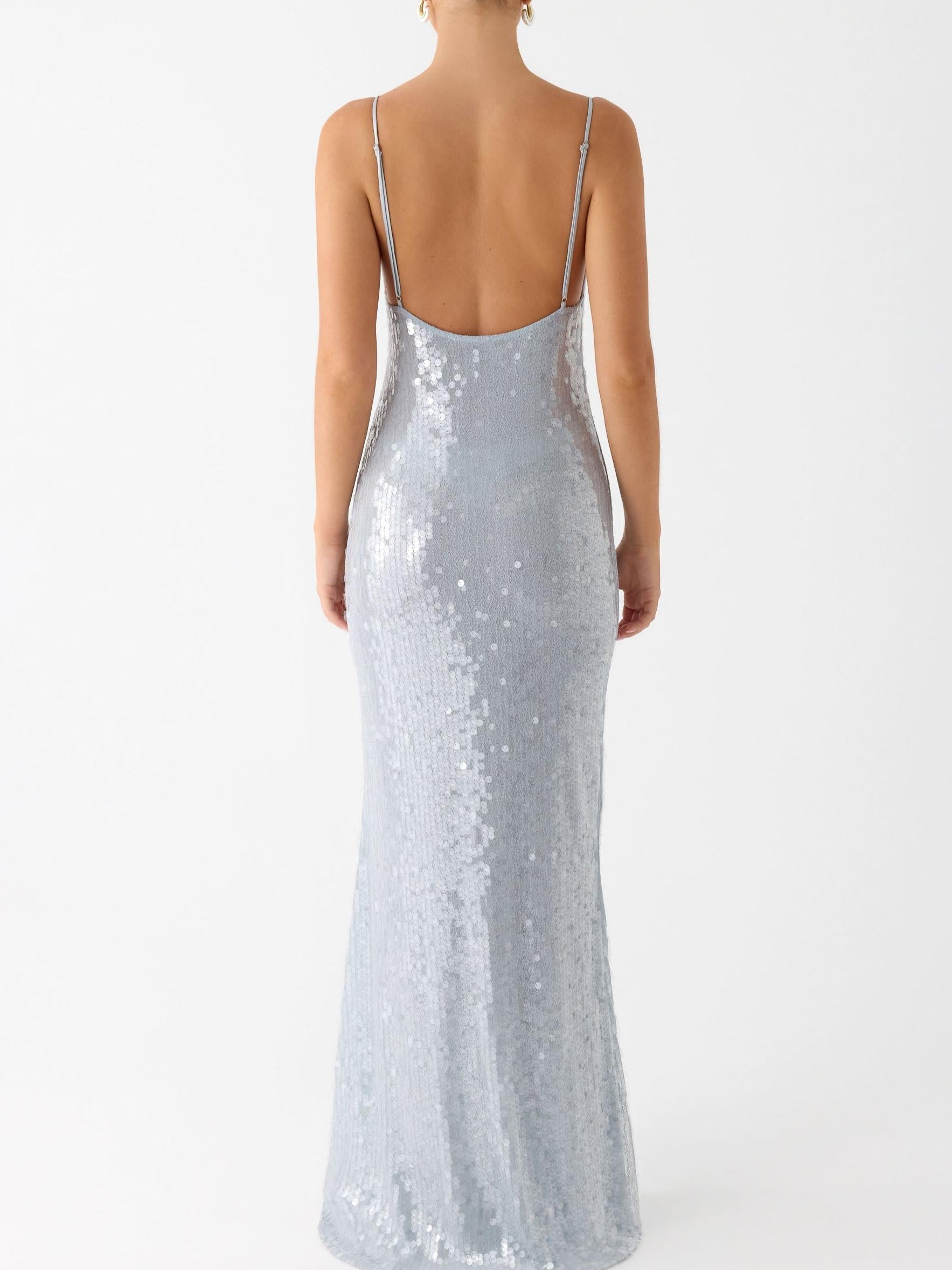 Solo Sequin Maxi Dress - Misty Blue