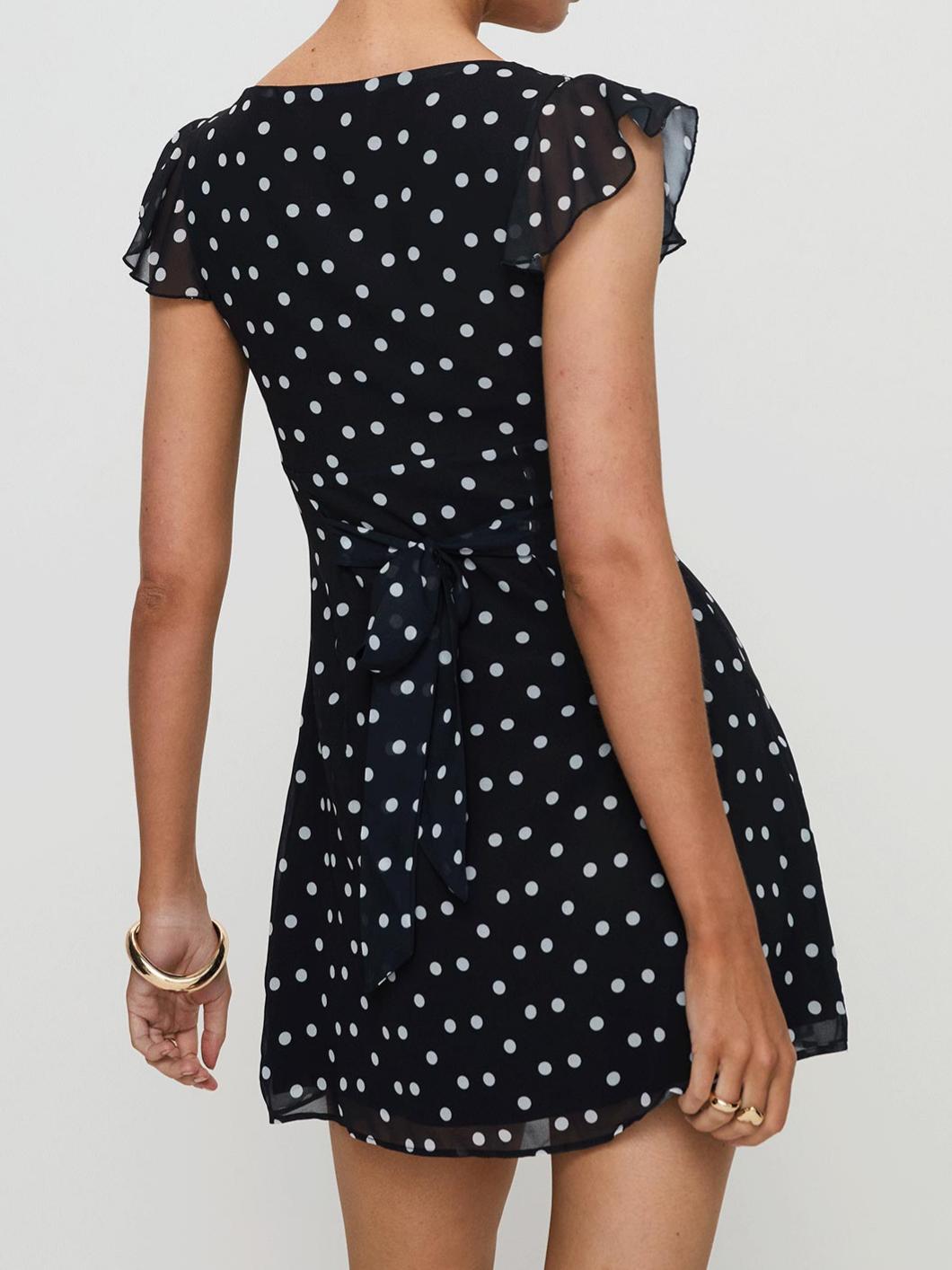 I Guess So Mini Dress Black Polka Dot Tall