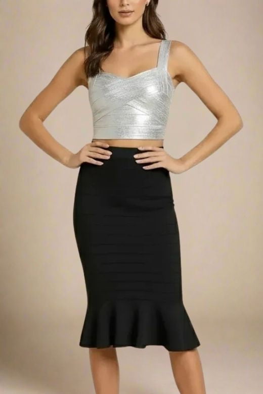 Jay Bandage Leather Crop Top