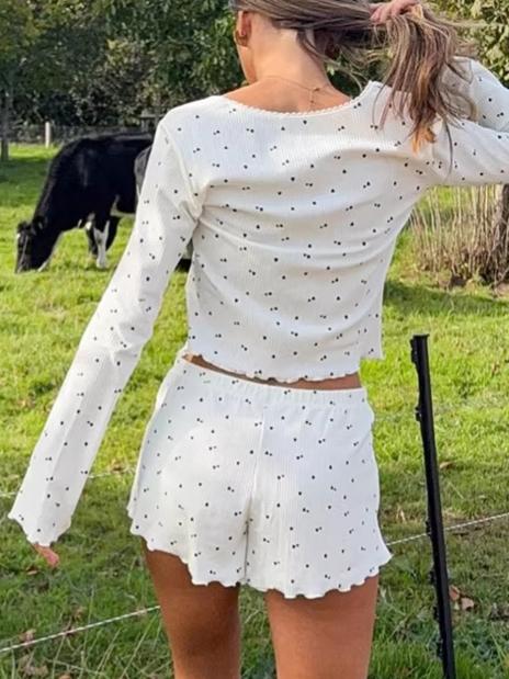 Morning Charming Tie-Front Pajama Set