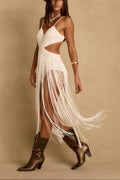 Wisteria Embroidered Ivory Fringe Bodysuit