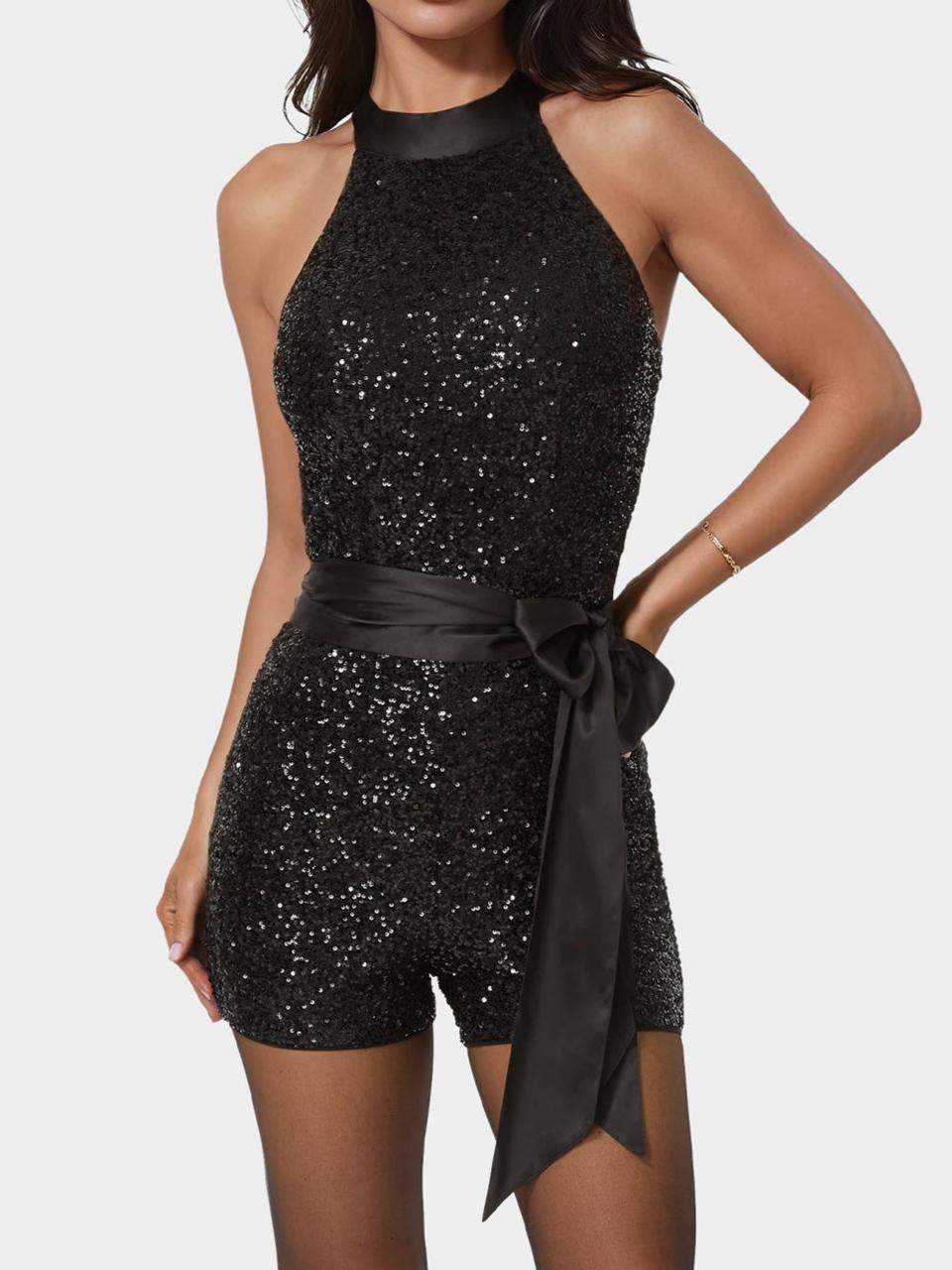 Sequin Halter Romper