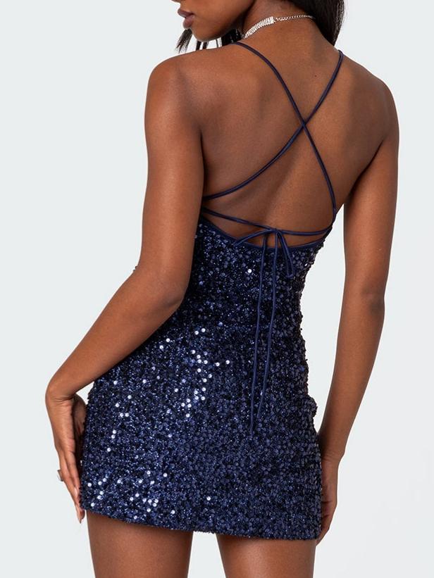 Kiara Strappy Sequin Mini Dress