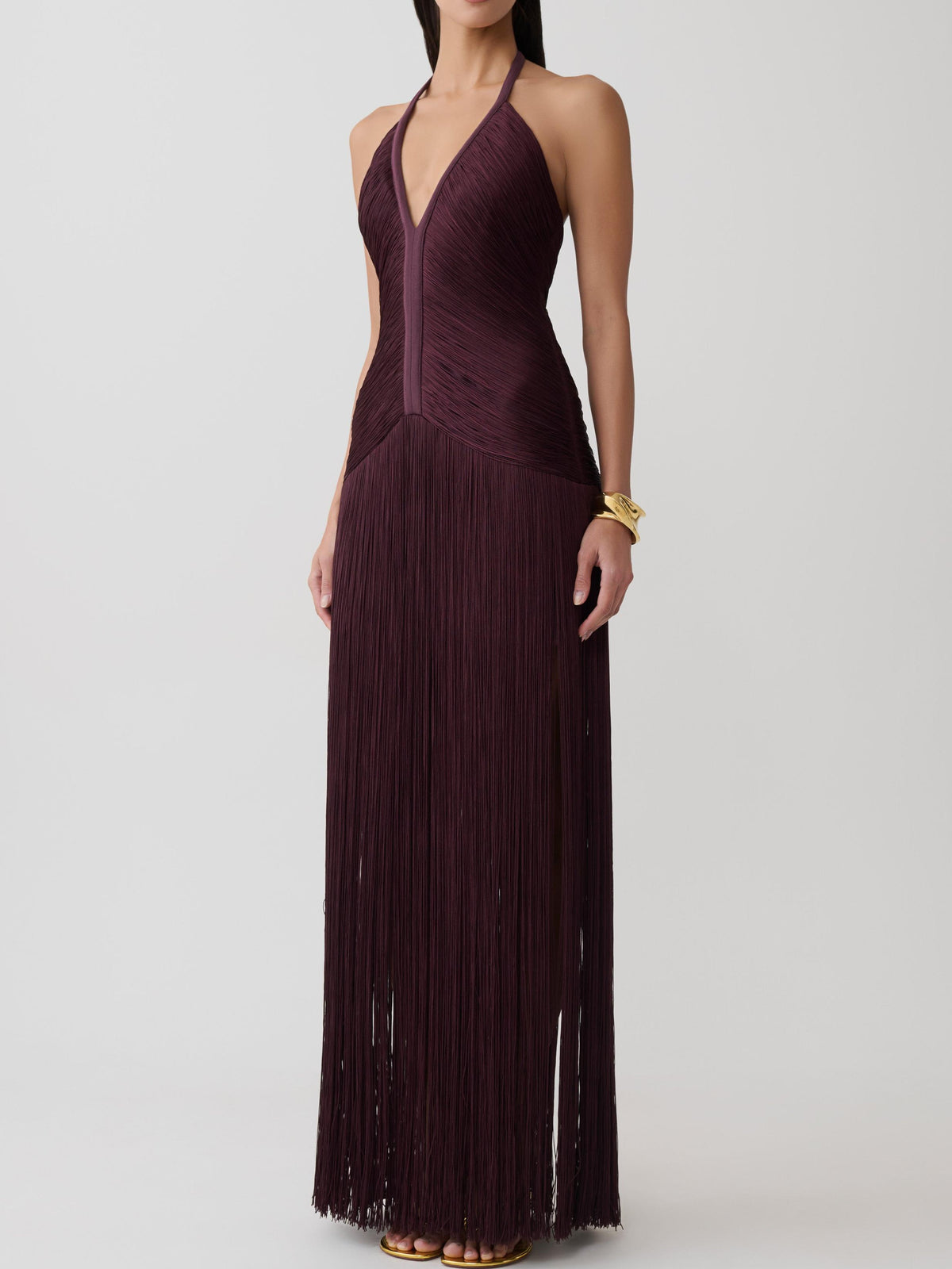 Tiffany Fringe Maxi Dress - Plum