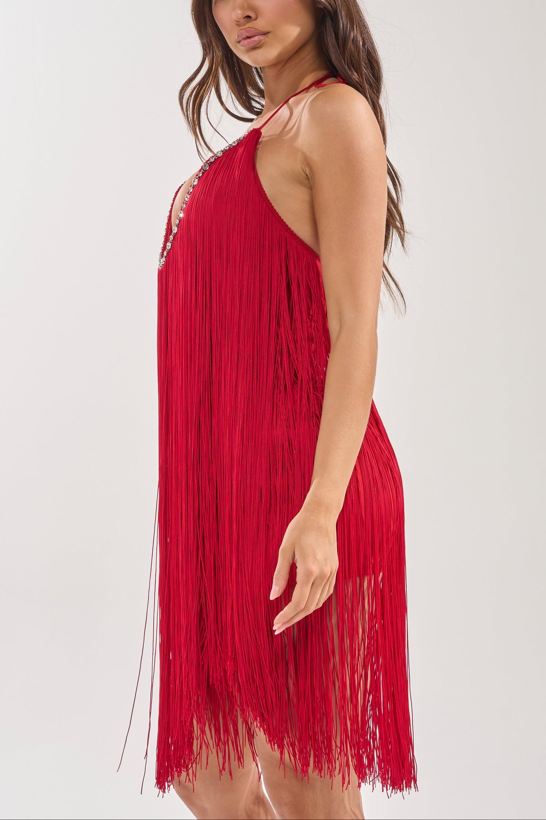 Valentina Diamante Fringe Mini Dress