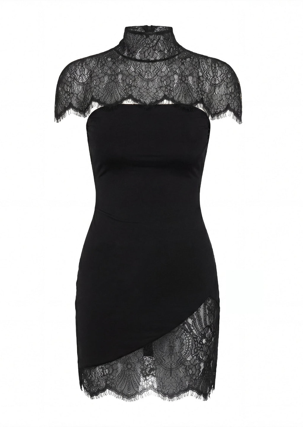 Lace Trimmed Strapless Mini Dress