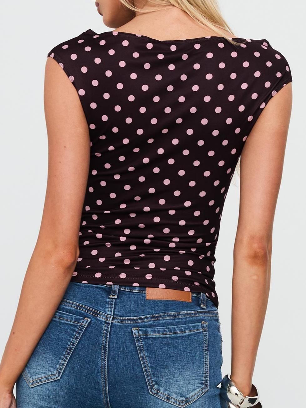Cheirosa Off Shoulder Top Chocolate / Pink
