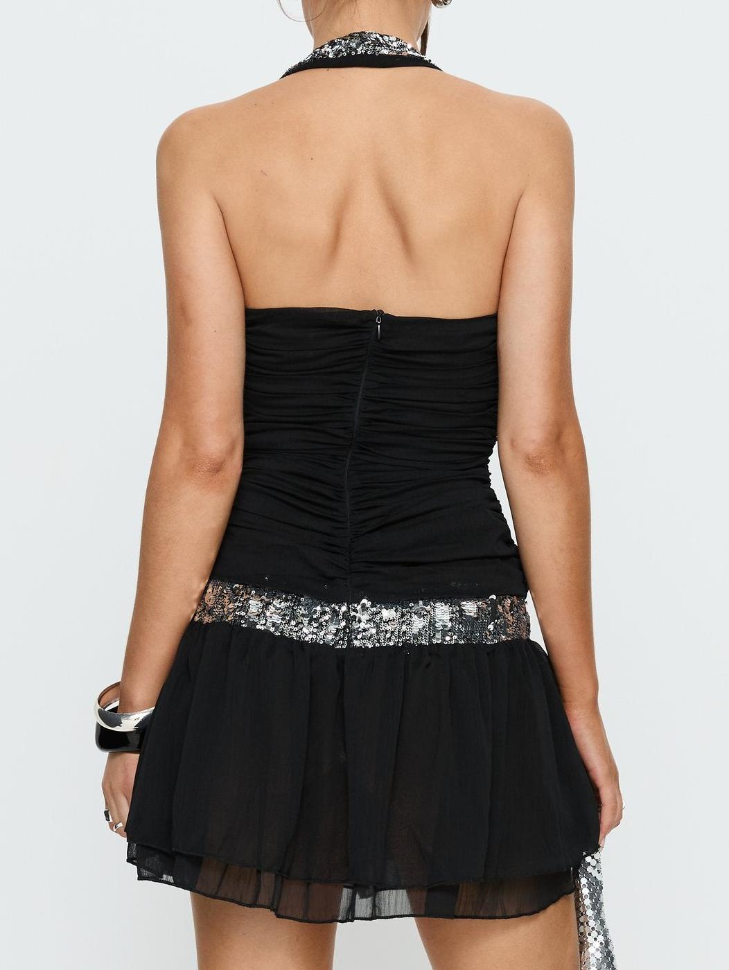 Aisleigh Sequin Halter Mini Dress