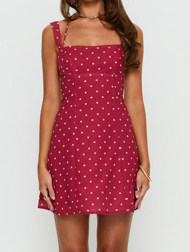 Kourtnae Halter Mini Dress Red Polka Dot