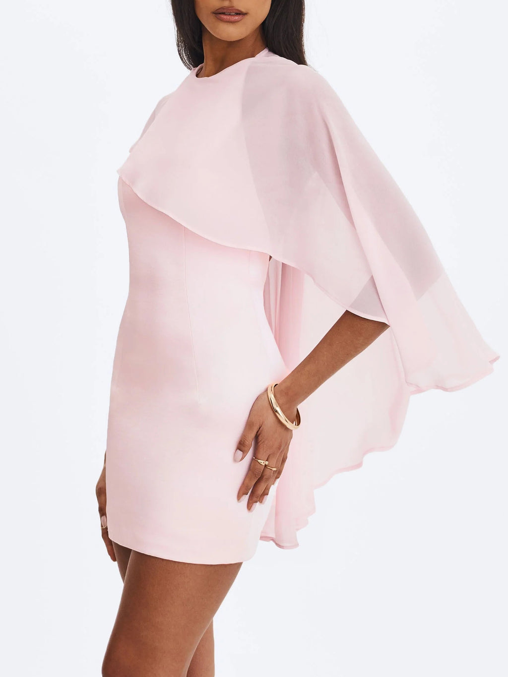 Asymmetrical Cape Mini Dress