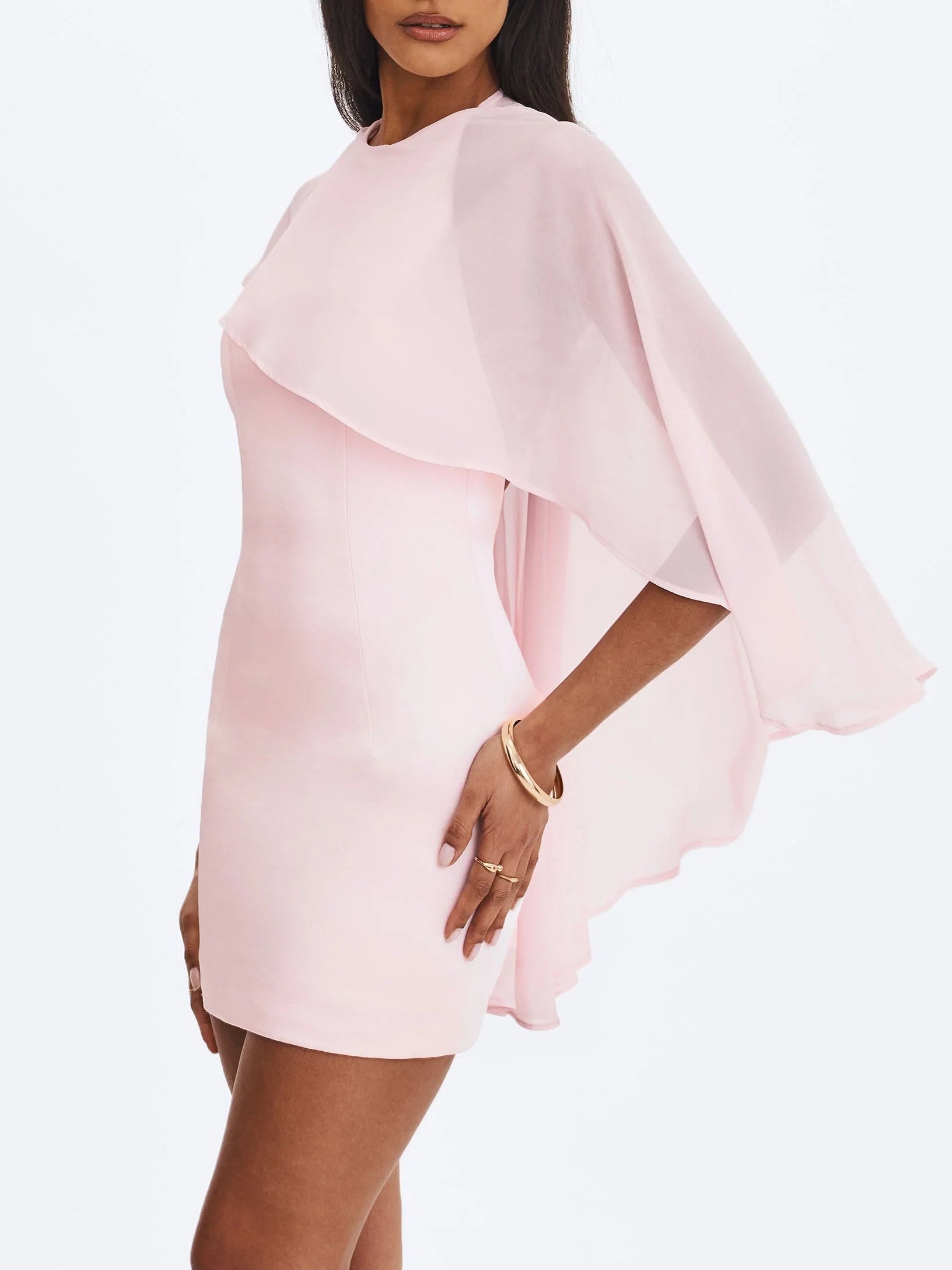 Asymmetrical Cape Mini Dress
