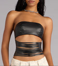 Confidently Bold Strappy Faux Leather Tube Top