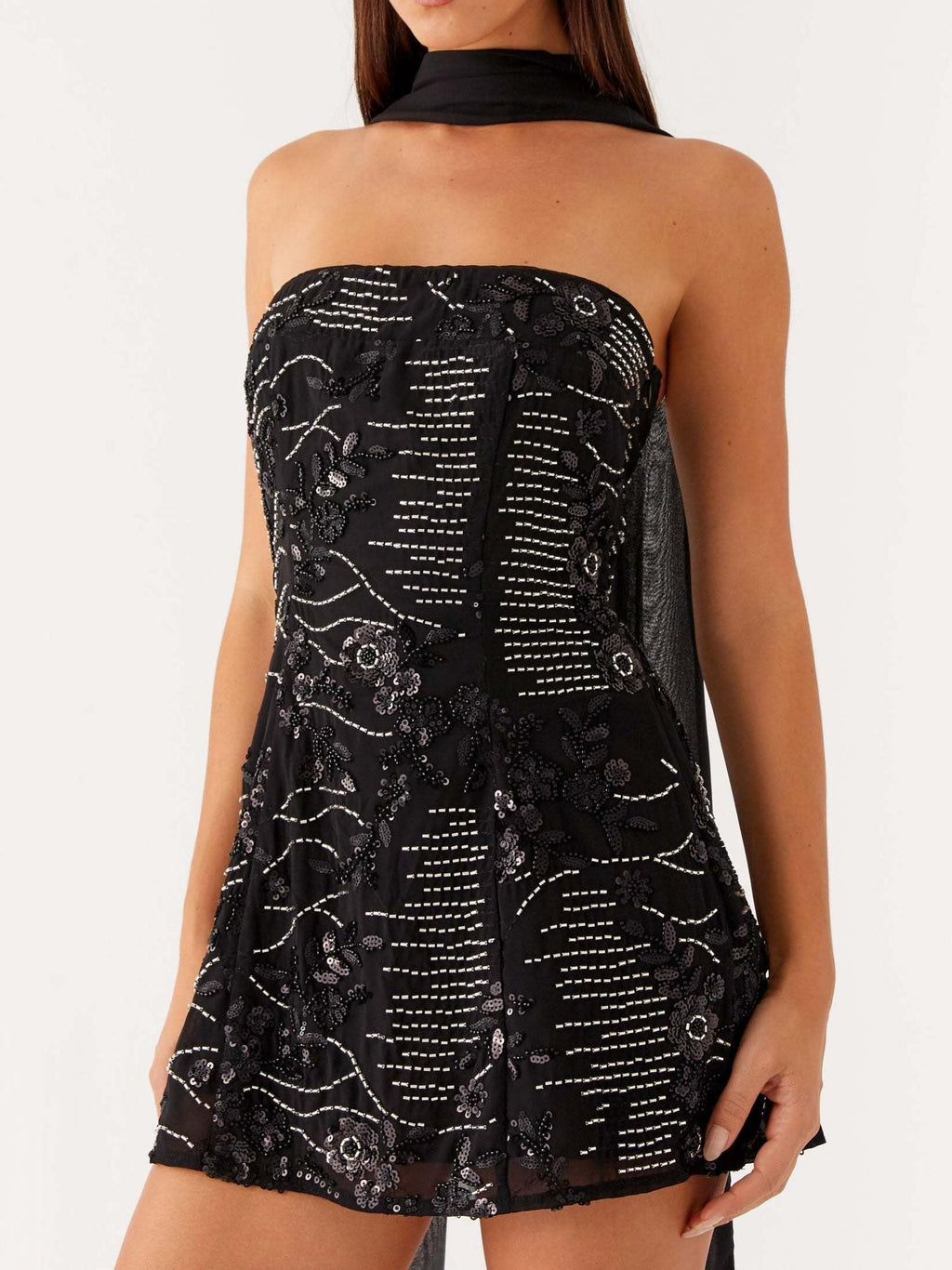 Kiesha Strapless Scarf Mini Dress