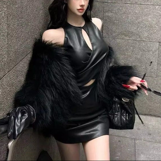 Sable Wrap Cutout Mini Dress