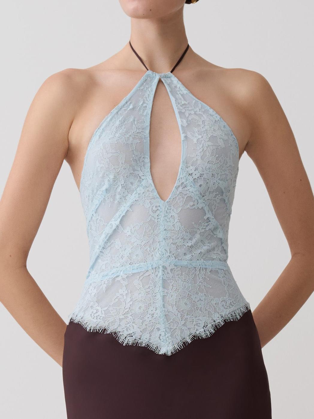 Lace Halter Keyhole Top