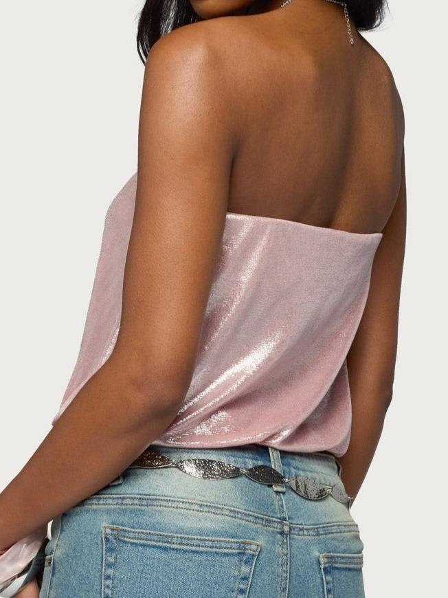 Leira Silky Sparkly Strapless Top