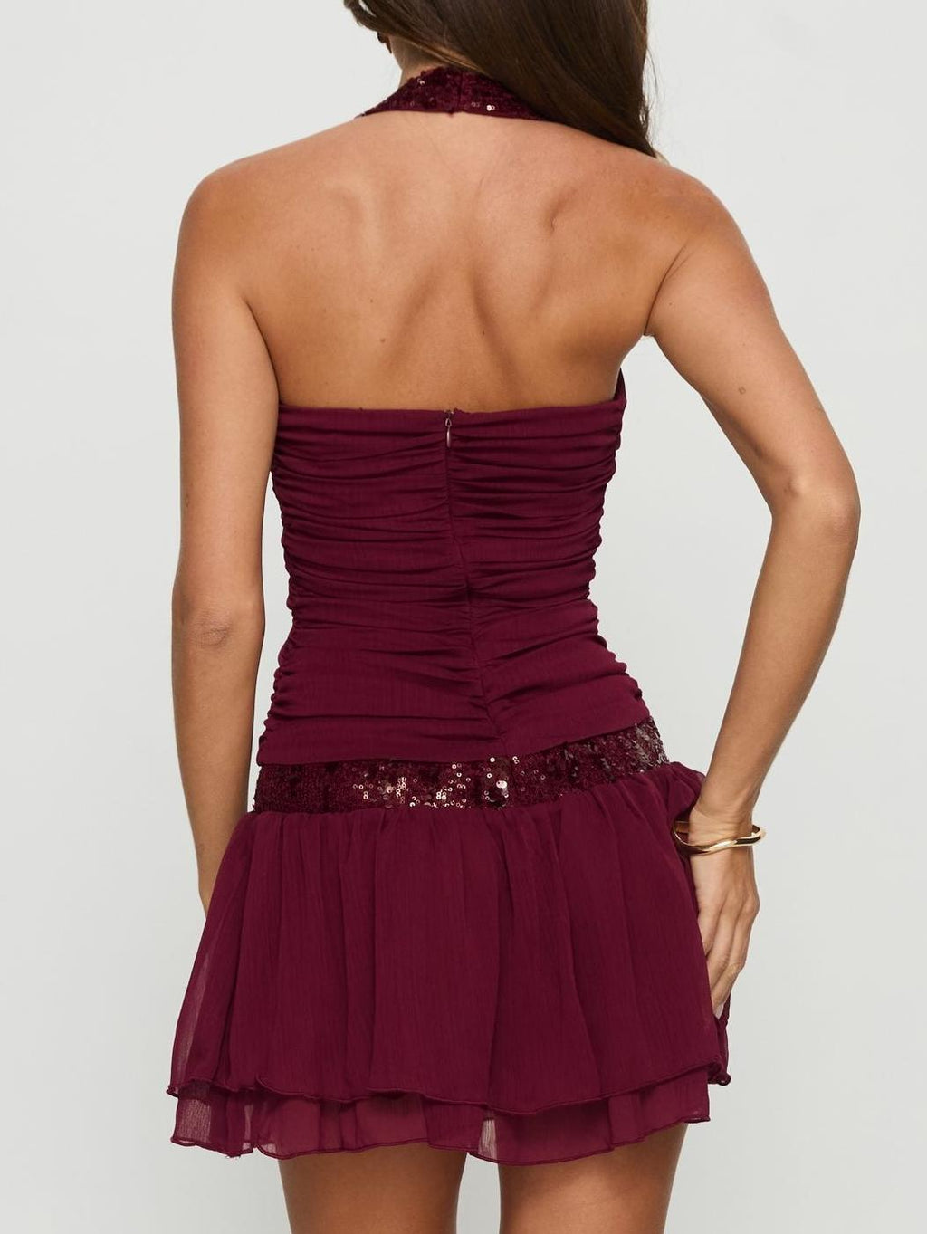 Aisleigh Sequin Halter Mini Dress