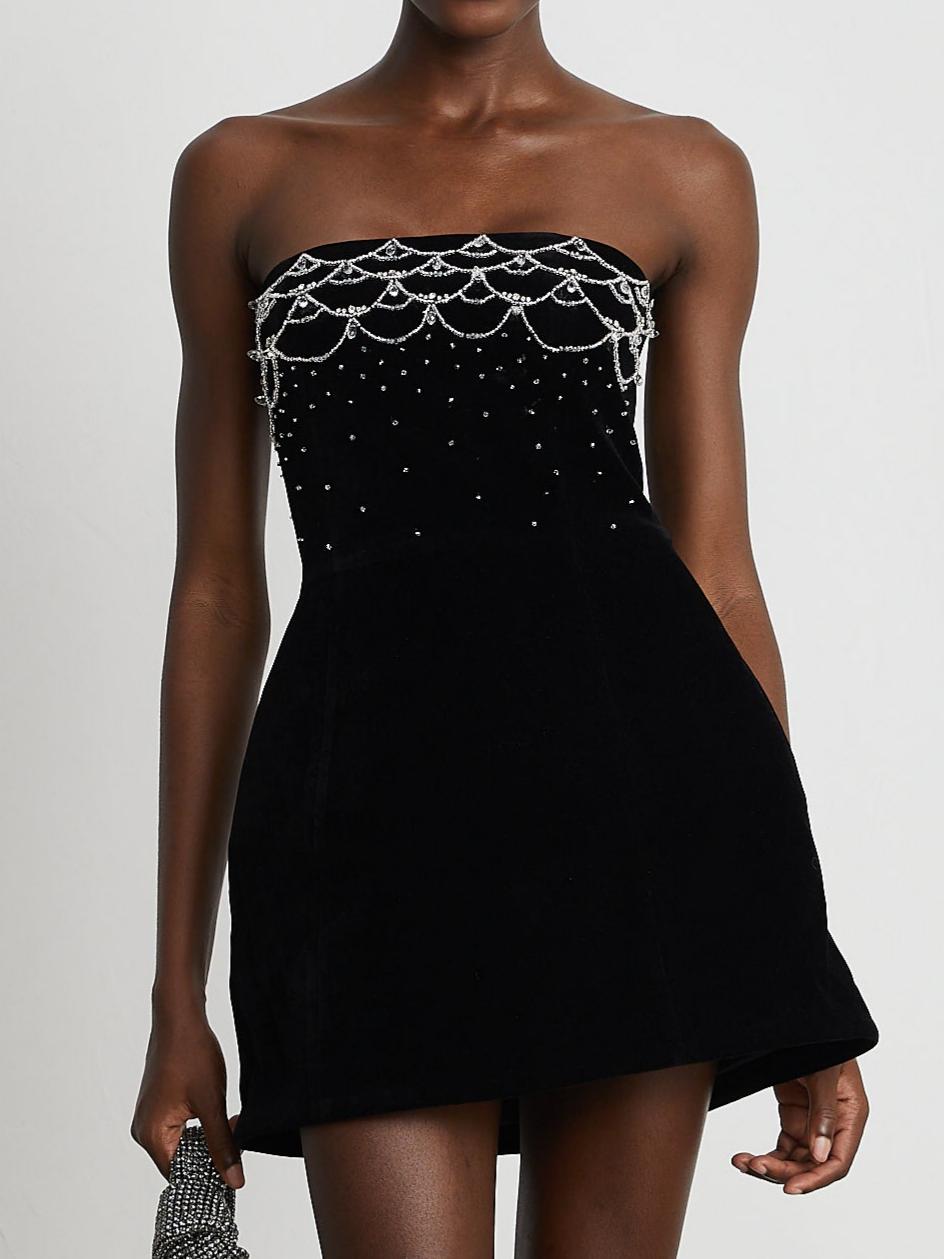 Sandrine Crystal-Embellished Velvet Mini Dress