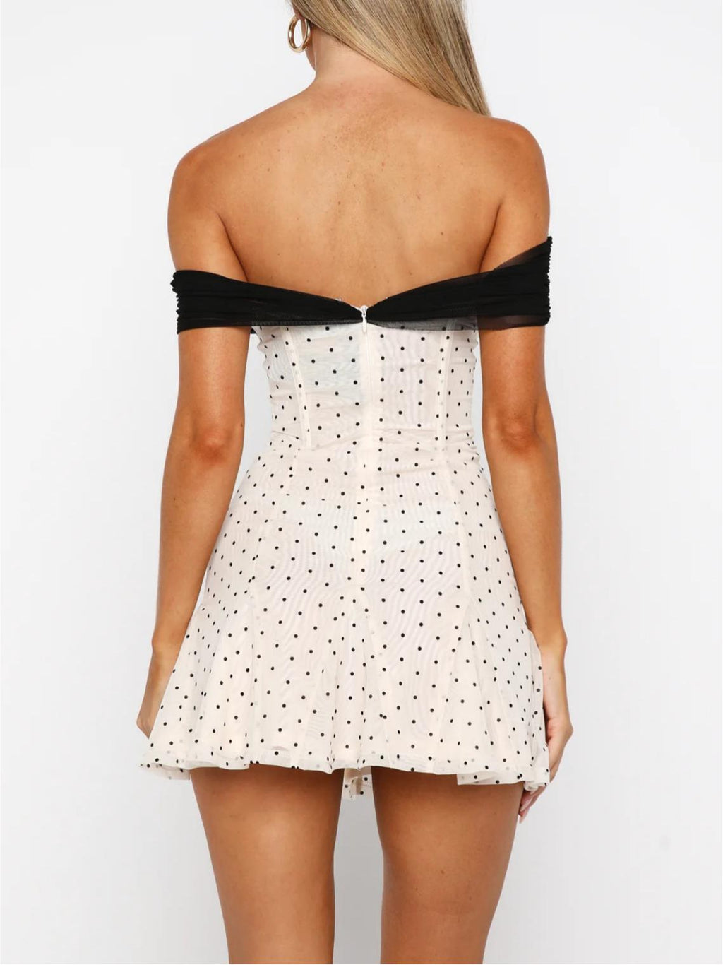 Bliss Mode Mini Dress Cream/Black Polka Dot