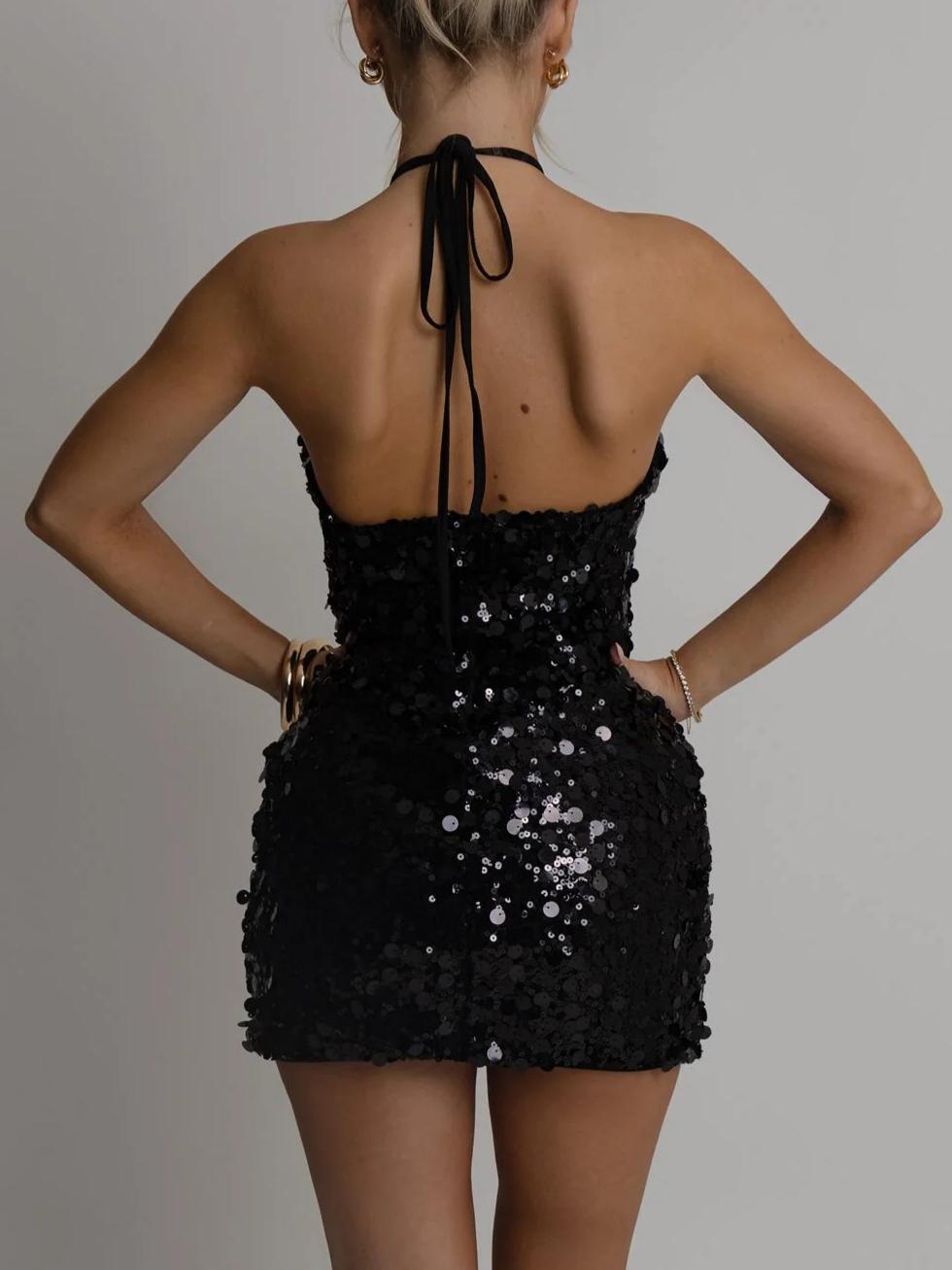 Decadent Daze Sequin Mini Dress - Black