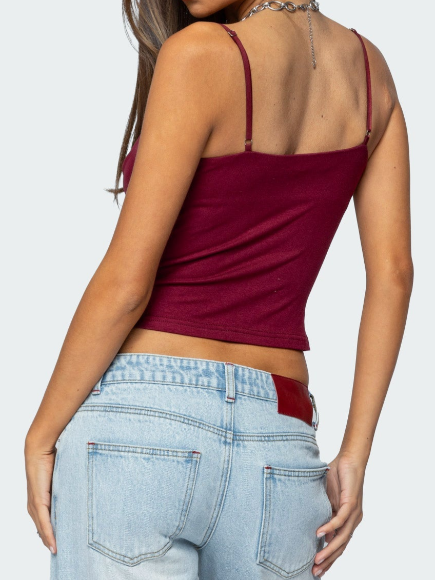 Layered Bra Cowl Neck Top