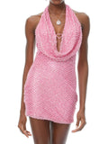 Martín Pink Beaded Embellished Mini Dress
