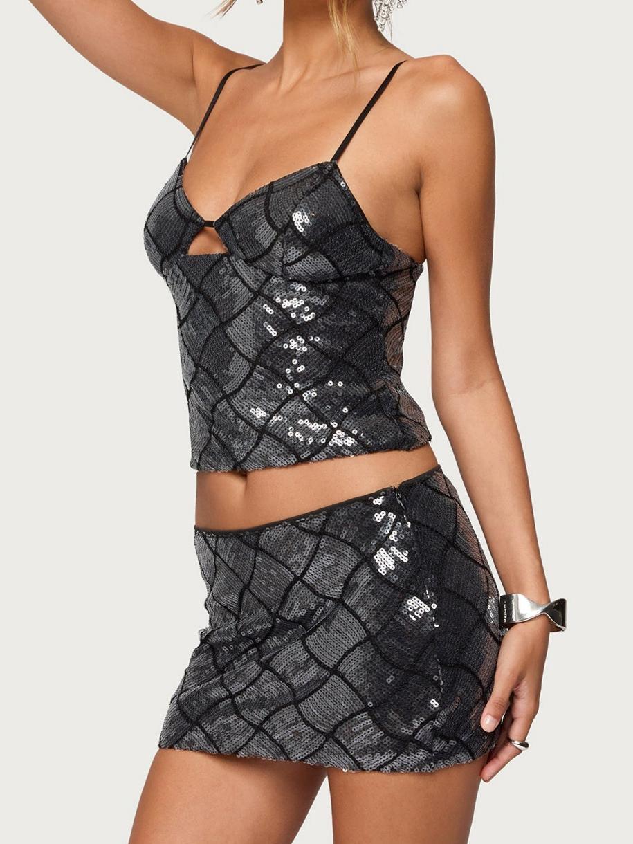 Stajie Diamond Sequin Cut Out Set