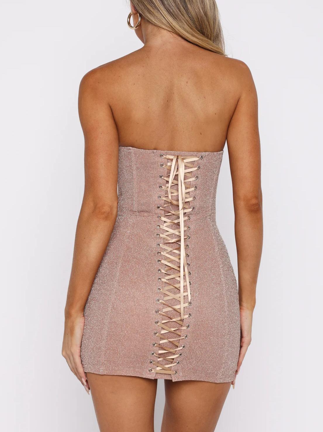 Walk Of Fame Strapless Mini Dress Champagne