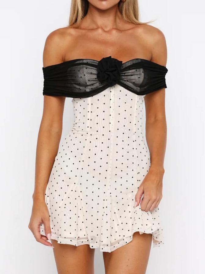 Bliss Mode Mini Dress Cream/Black Polka Dot – TheNinePM
