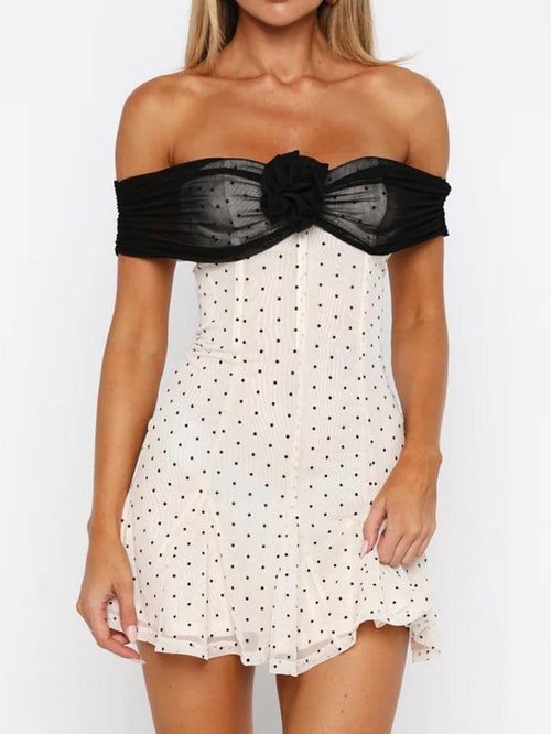 Bliss Mode Mini Dress Cream/Black Polka Dot