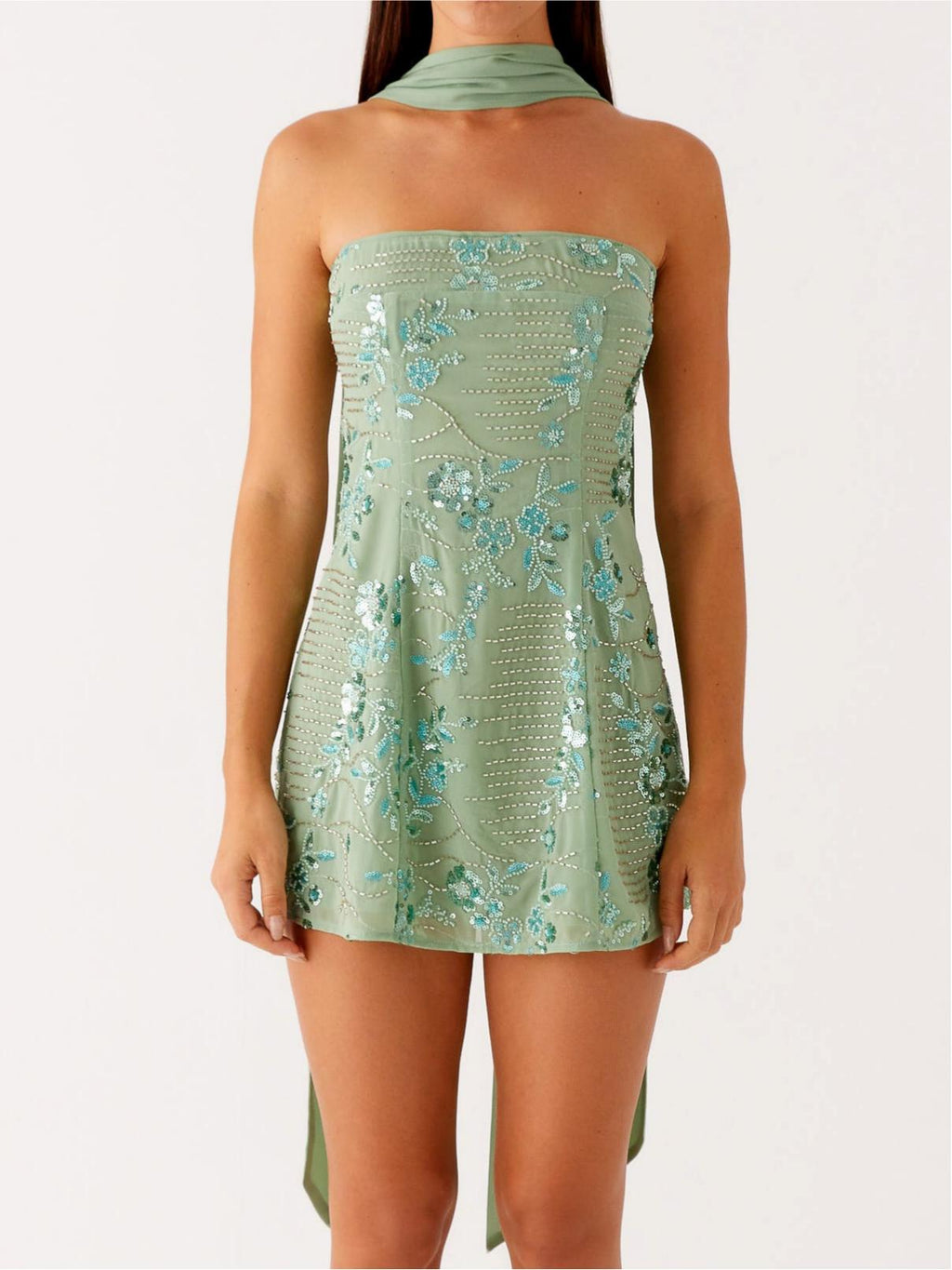 Kiesha Strapless Scarf Mini Dress