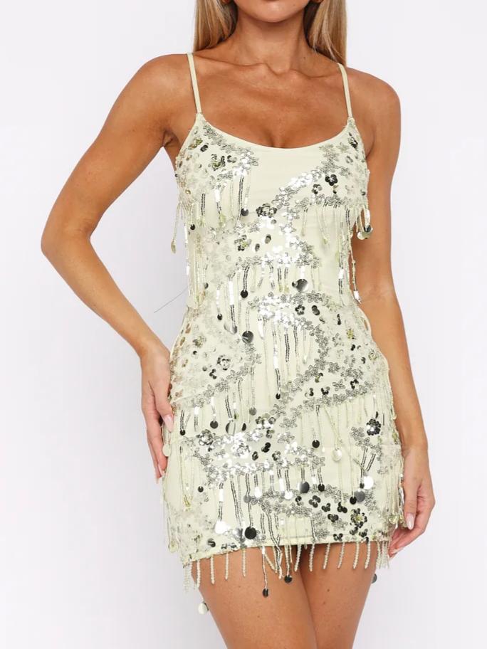 Decadent Daze Beaded Mini Dress