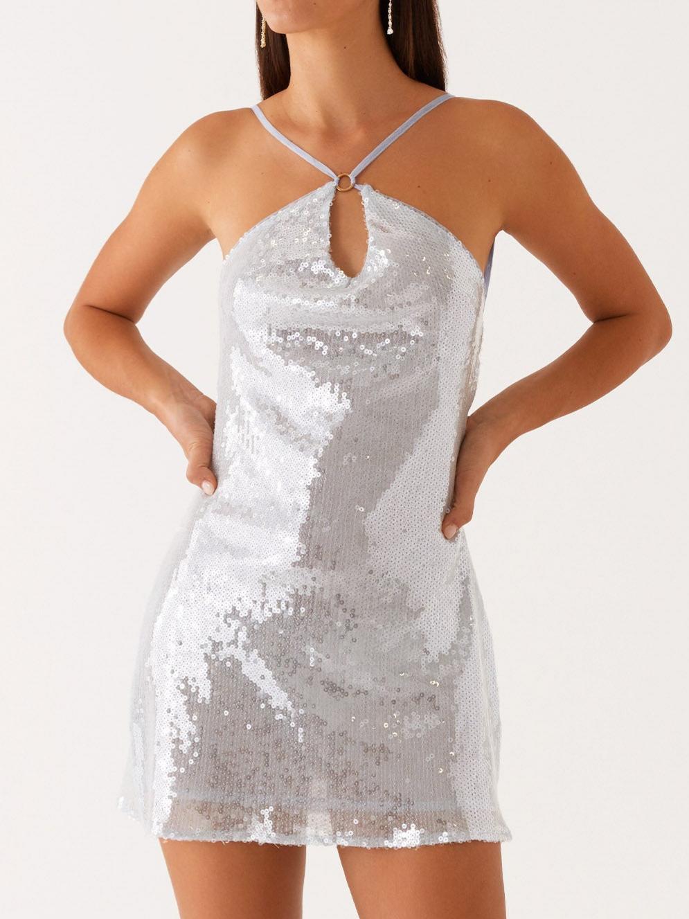 Radiant Energy Cowl Back Mini Dress