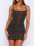 Bound Hearts Beaded Mini Dress Chocolate