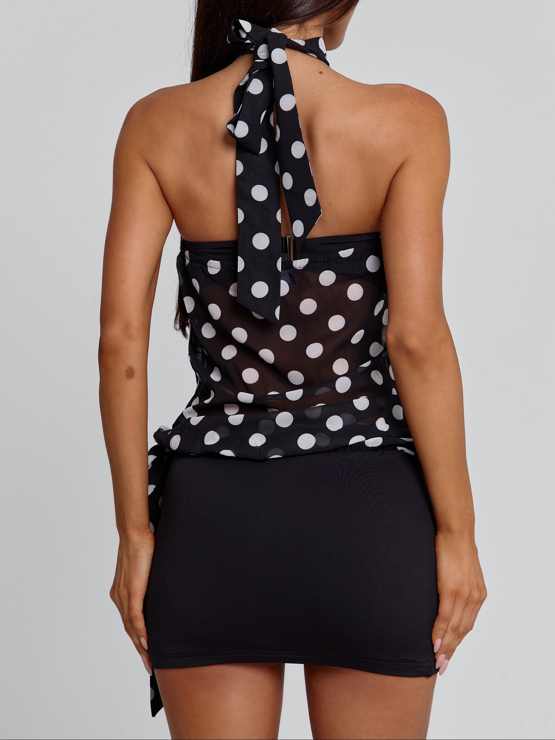 Oriane Mini Dress Black Polka Dot