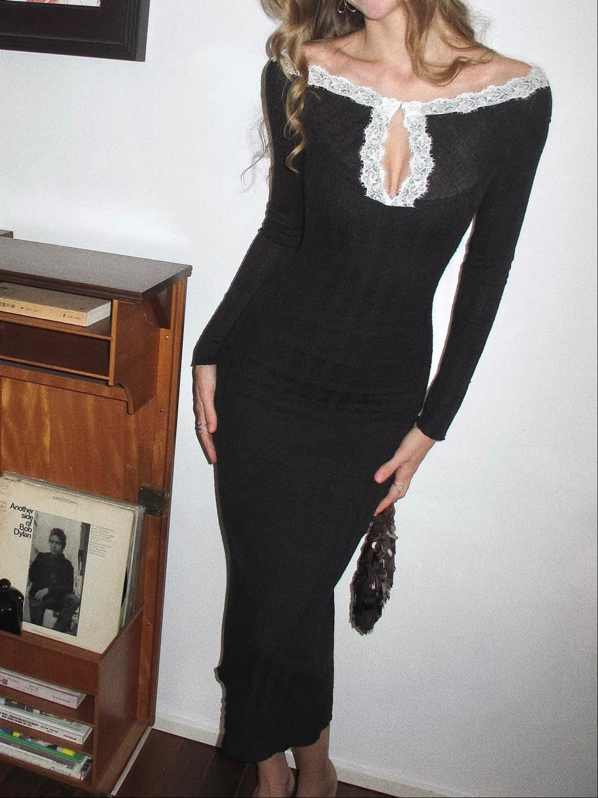 Celeste Lace Trim Knit Maxi Dress