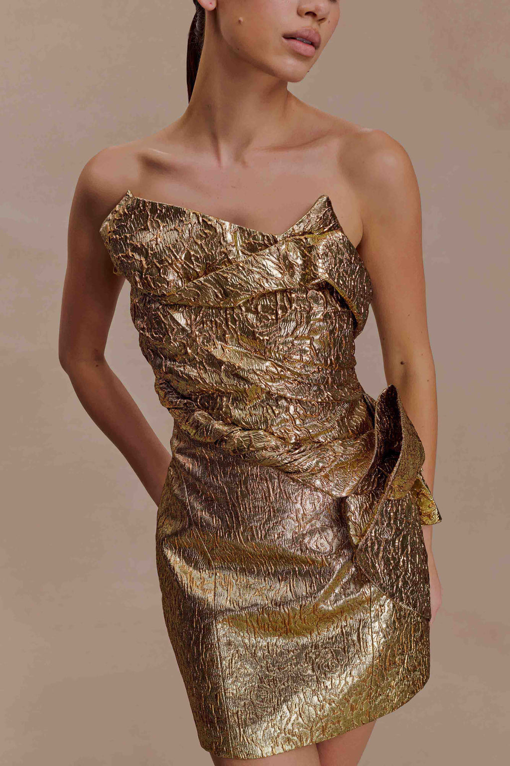 Structured Mini Dress - Gold