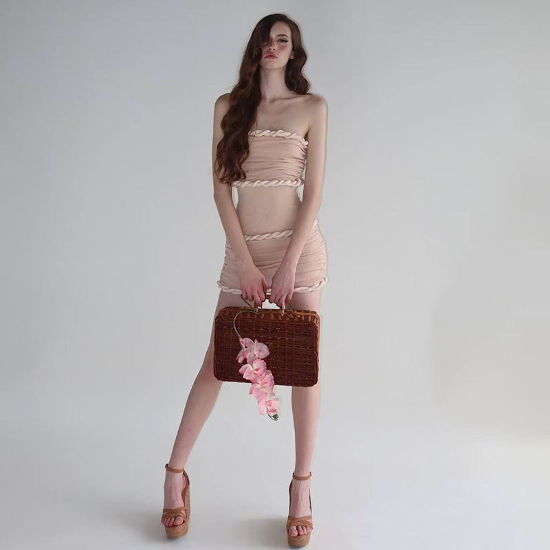 Strapless Mini Dress With Twisted Knot