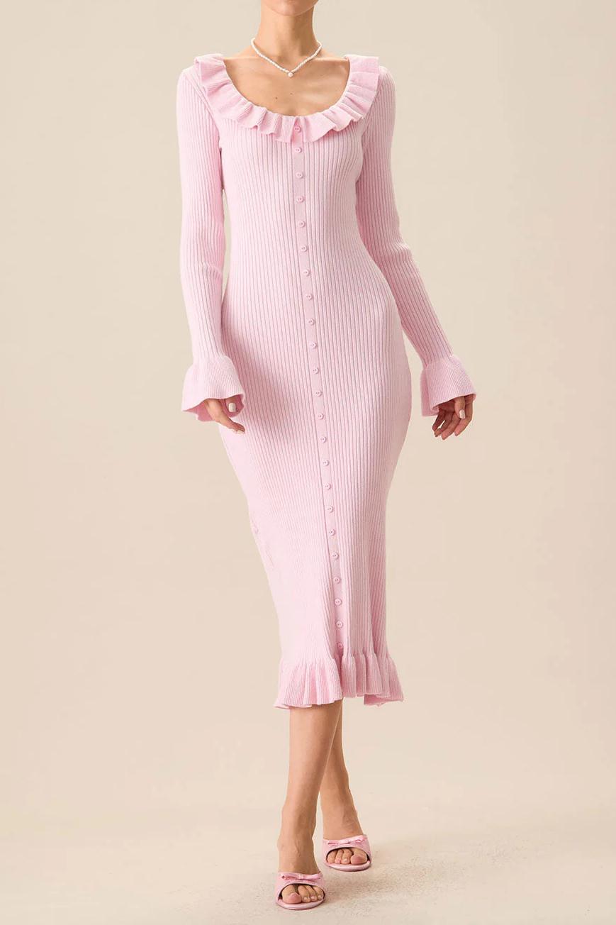 Home Comfort Sweet Pink Ribbed Dress