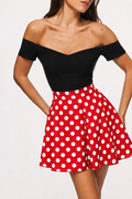 Dancing Dot Off Shoulder Dress