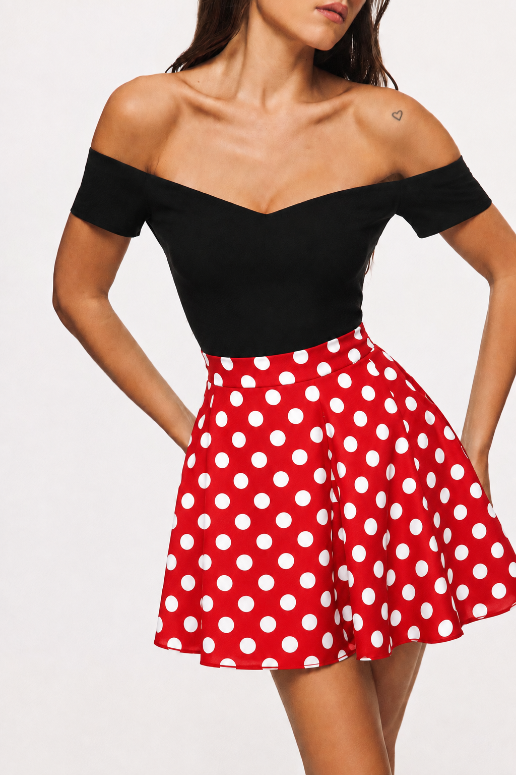 Dancing Dot Off Shoulder Dress