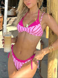 Pink Sunset Stripe Bikini Set