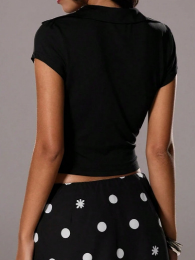 Party Alluring Plunge Neck Fitted Top